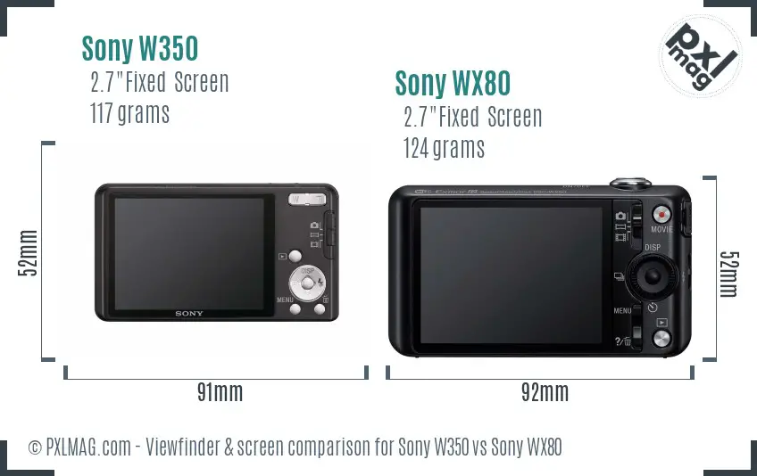 Sony W350 vs Sony WX80 Screen and Viewfinder comparison