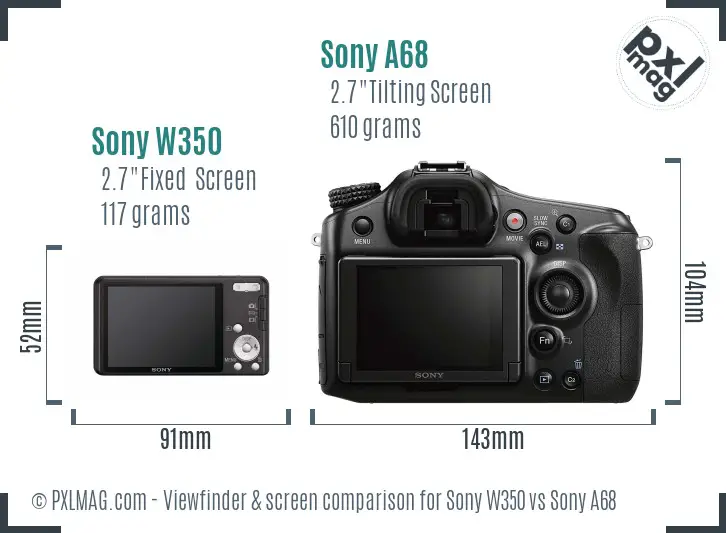 Sony W350 vs Sony A68 Screen and Viewfinder comparison