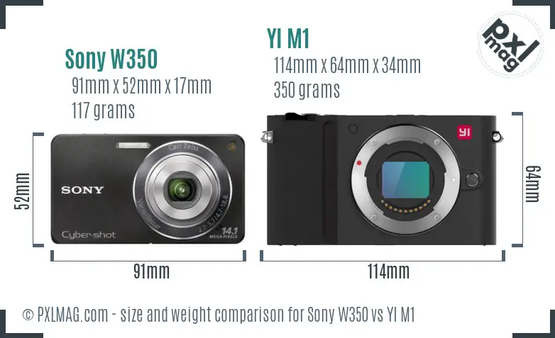 Sony W350 vs YI M1 size comparison
