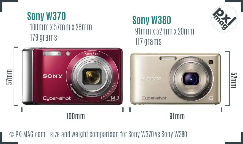 Sony W370 vs Sony W380 size comparison