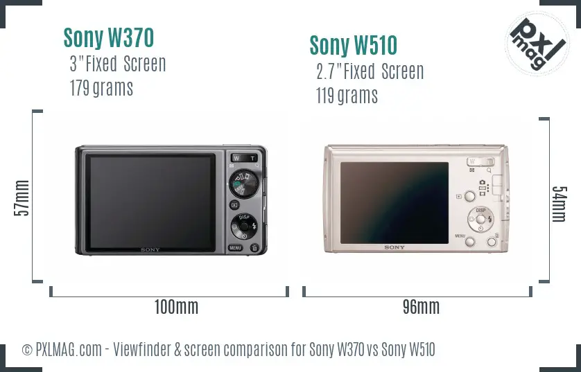 Sony W370 vs Sony W510 Screen and Viewfinder comparison