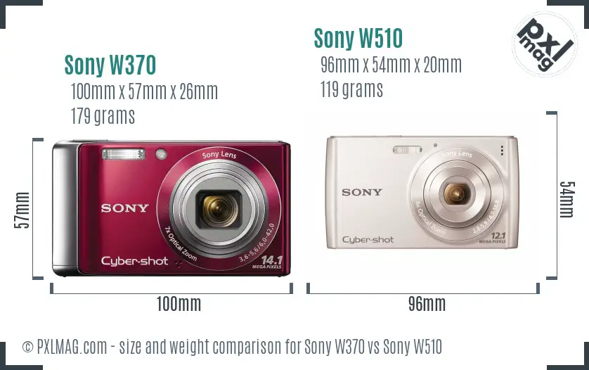 Sony W370 vs Sony W510 size comparison