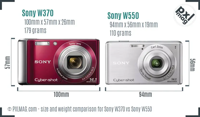 Sony W370 vs Sony W550 size comparison