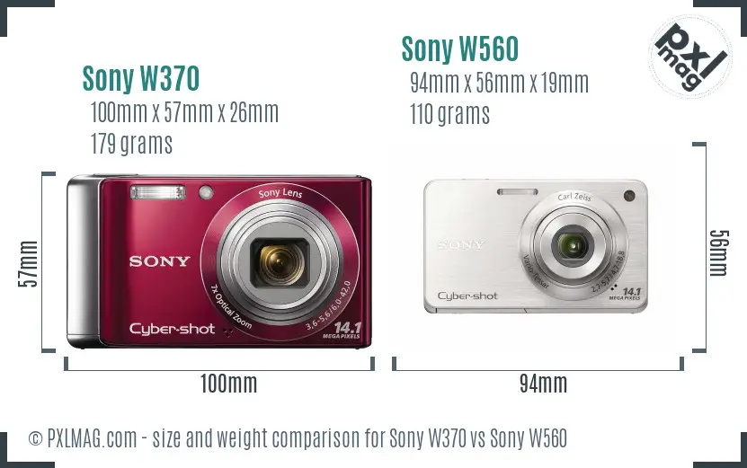 Sony W370 vs Sony W560 size comparison
