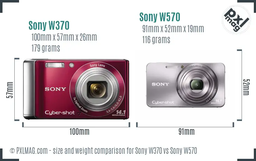 Sony W370 vs Sony W570 size comparison