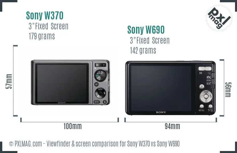 Sony W370 vs Sony W690 Screen and Viewfinder comparison