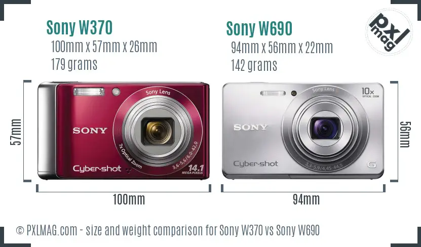 Sony W370 vs Sony W690 size comparison