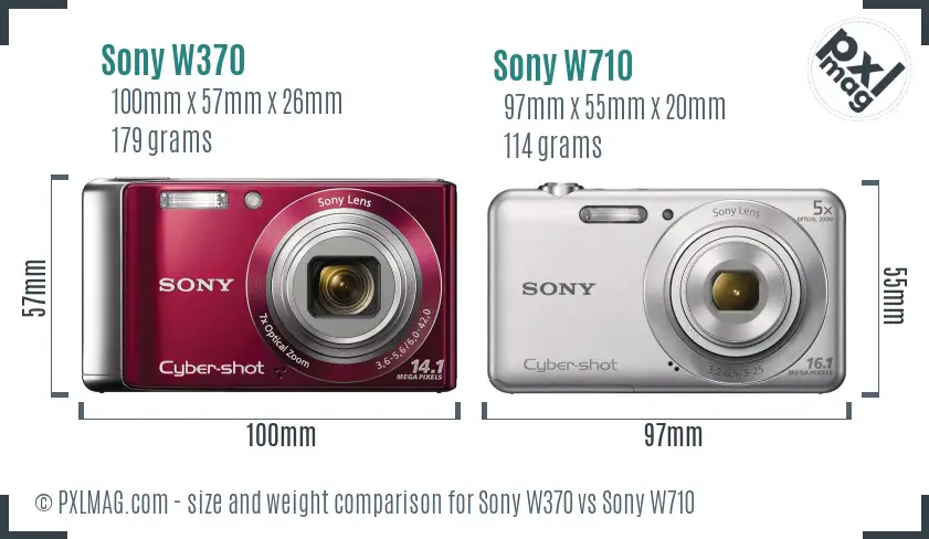Sony W370 vs Sony W710 size comparison