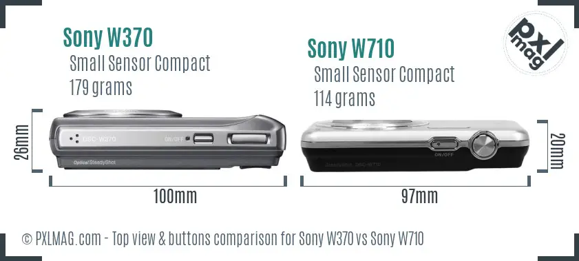 Sony W370 vs Sony W710 top view buttons comparison