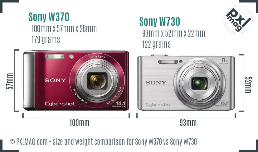Sony W370 vs Sony W730 size comparison