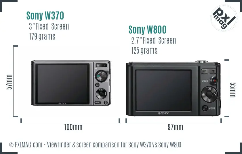 Sony W370 vs Sony W800 Screen and Viewfinder comparison