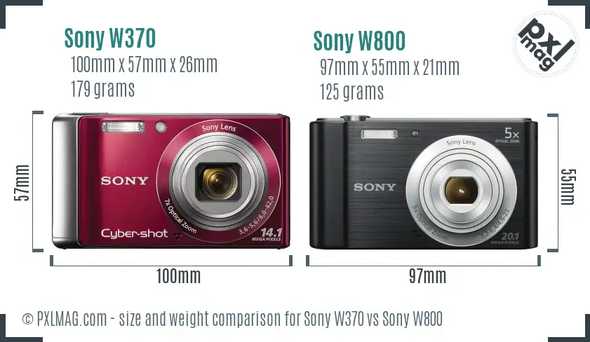 Sony W370 vs Sony W800 size comparison