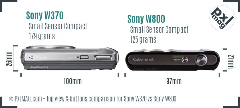 Sony W370 vs Sony W800 top view buttons comparison
