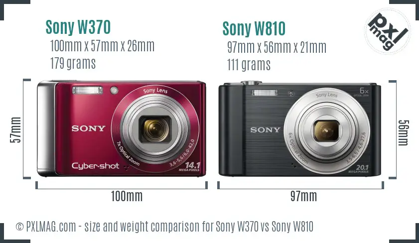 Sony W370 vs Sony W810 size comparison