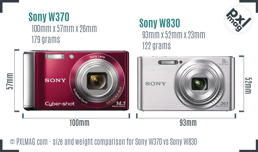 Sony W370 vs Sony W830 size comparison