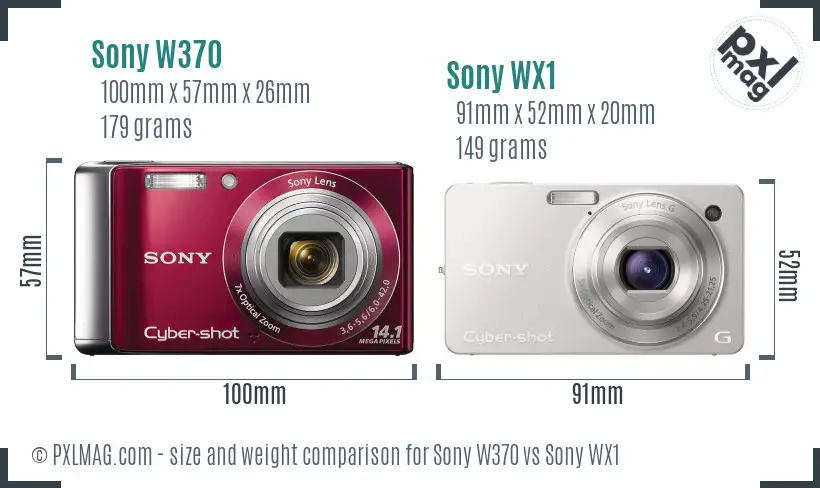 Sony W370 vs Sony WX1 size comparison