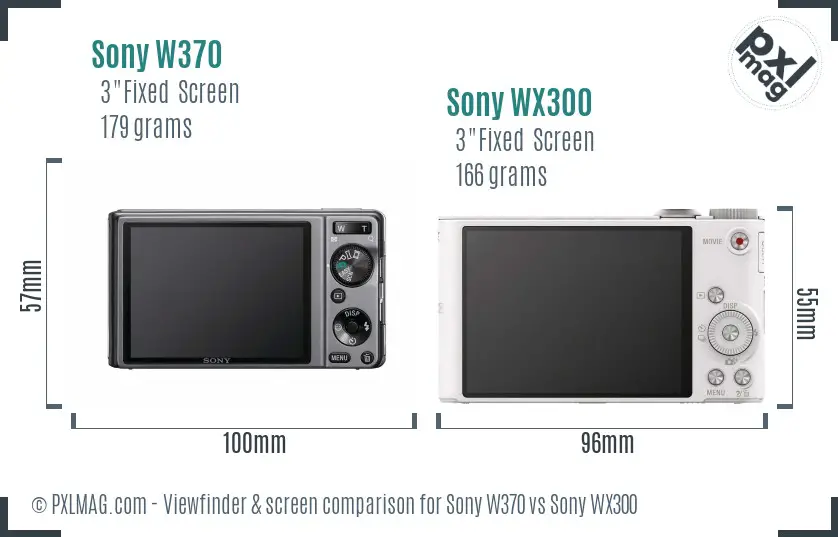 Sony W370 vs Sony WX300 Screen and Viewfinder comparison