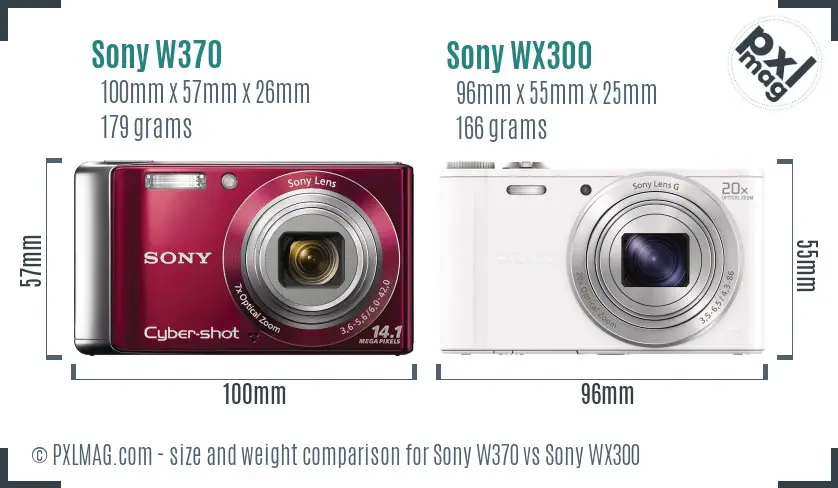Sony W370 vs Sony WX300 size comparison