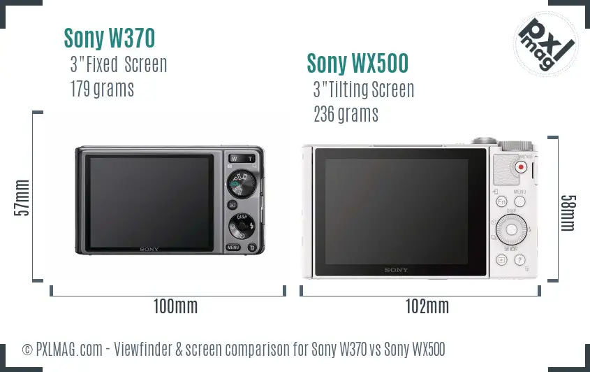 Sony W370 vs Sony WX500 Screen and Viewfinder comparison