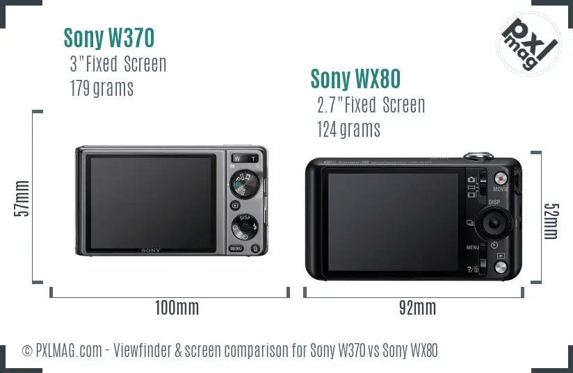 Sony W370 vs Sony WX80 Screen and Viewfinder comparison