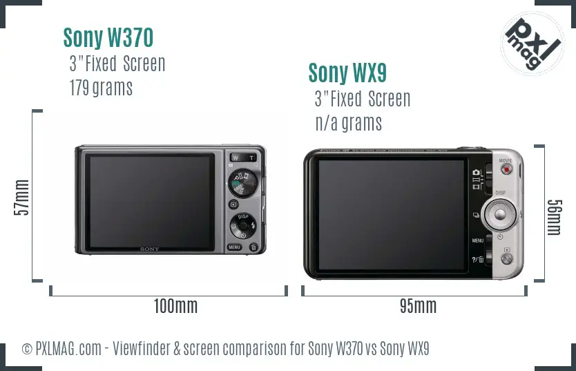 Sony W370 vs Sony WX9 Screen and Viewfinder comparison