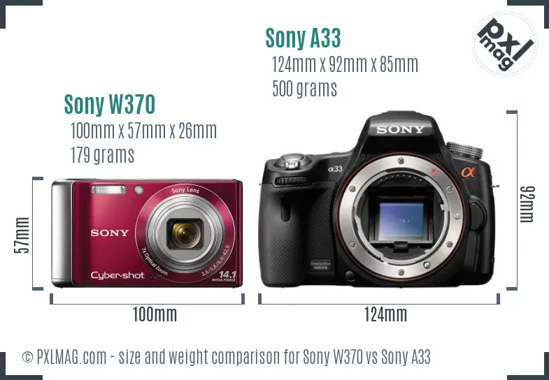 Sony W370 vs Sony A33 size comparison