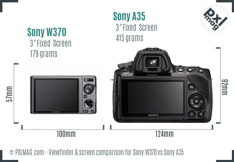 Sony W370 vs Sony A35 Screen and Viewfinder comparison