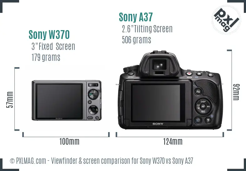 Sony W370 vs Sony A37 Screen and Viewfinder comparison