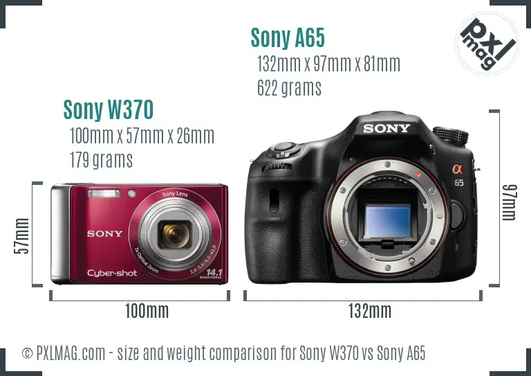 Sony W370 vs Sony A65 size comparison