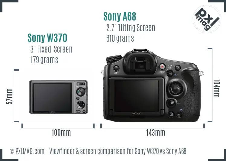 Sony W370 vs Sony A68 Screen and Viewfinder comparison