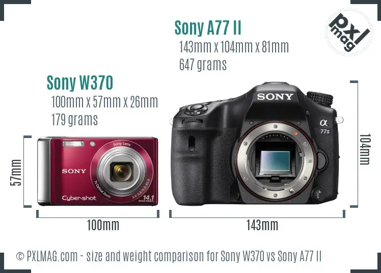 Sony W370 vs Sony A77 II size comparison