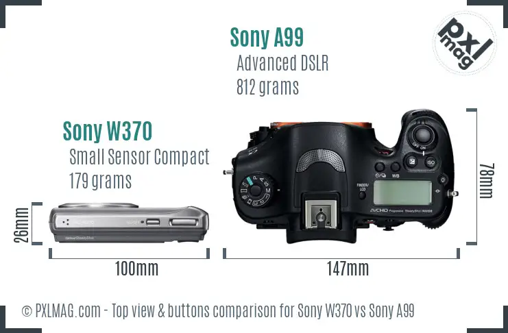 Sony W370 vs Sony A99 top view buttons comparison
