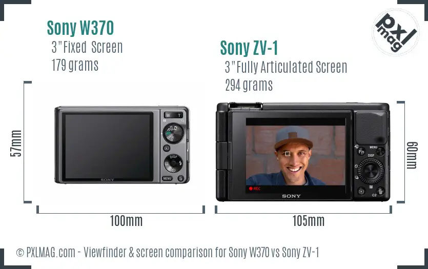 Sony W370 vs Sony ZV-1 Screen and Viewfinder comparison