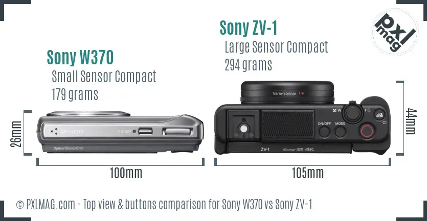 Sony W370 vs Sony ZV-1 top view buttons comparison