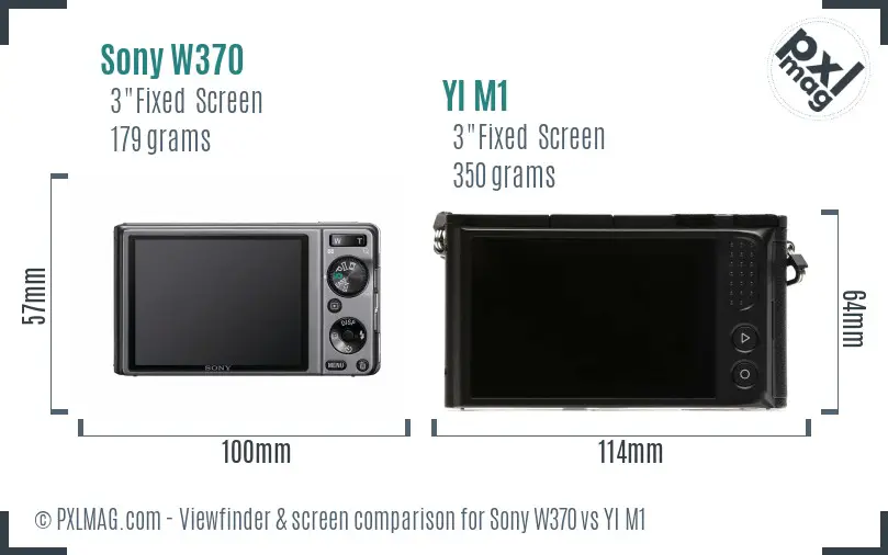 Sony W370 vs YI M1 Screen and Viewfinder comparison