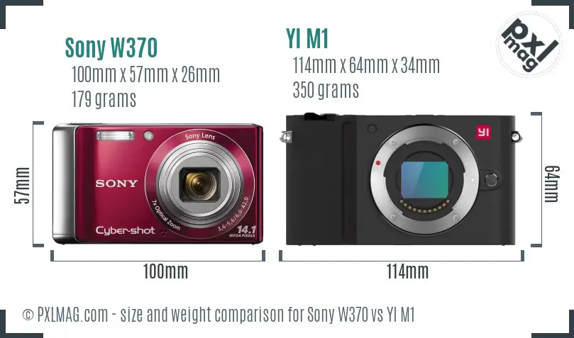 Sony W370 vs YI M1 size comparison