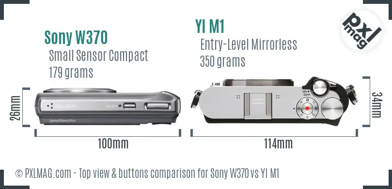 Sony W370 vs YI M1 top view buttons comparison