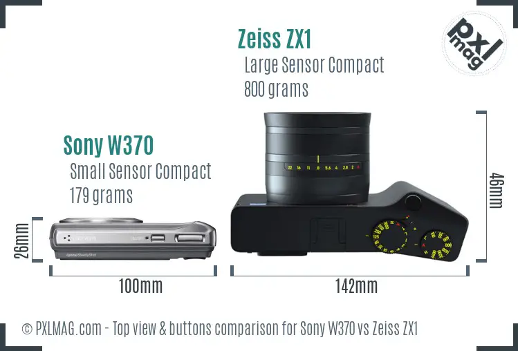 Sony W370 vs Zeiss ZX1 top view buttons comparison