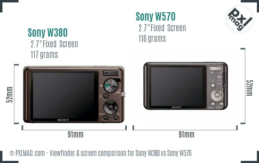 Sony W380 vs Sony W570 Screen and Viewfinder comparison