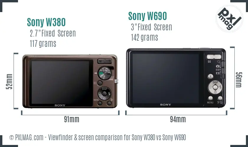 Sony W380 vs Sony W690 Screen and Viewfinder comparison