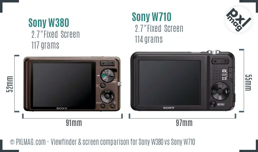 Sony W380 vs Sony W710 Screen and Viewfinder comparison
