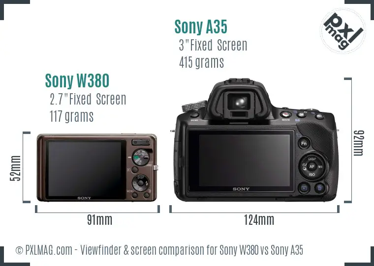 Sony W380 vs Sony A35 Screen and Viewfinder comparison