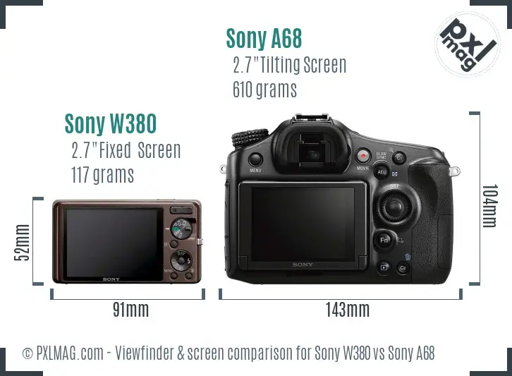 Sony W380 vs Sony A68 Screen and Viewfinder comparison