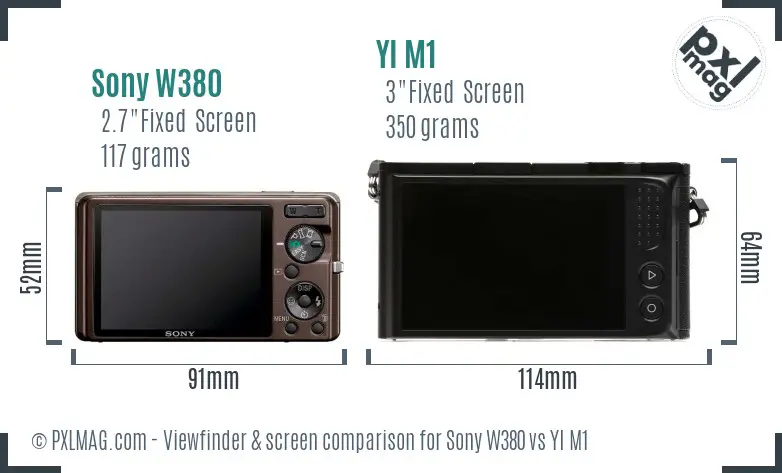 Sony W380 vs YI M1 Screen and Viewfinder comparison