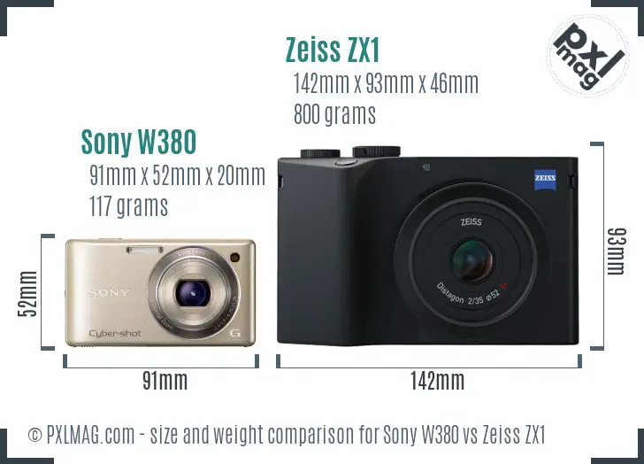 Sony W380 vs Zeiss ZX1 size comparison