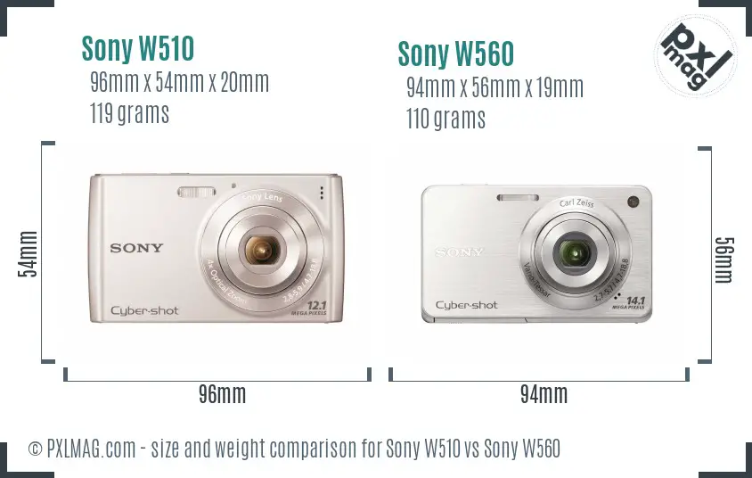 Sony W510 vs Sony W560 size comparison