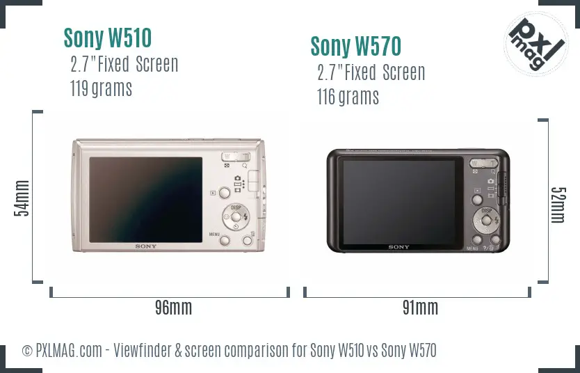 Sony W510 vs Sony W570 Screen and Viewfinder comparison