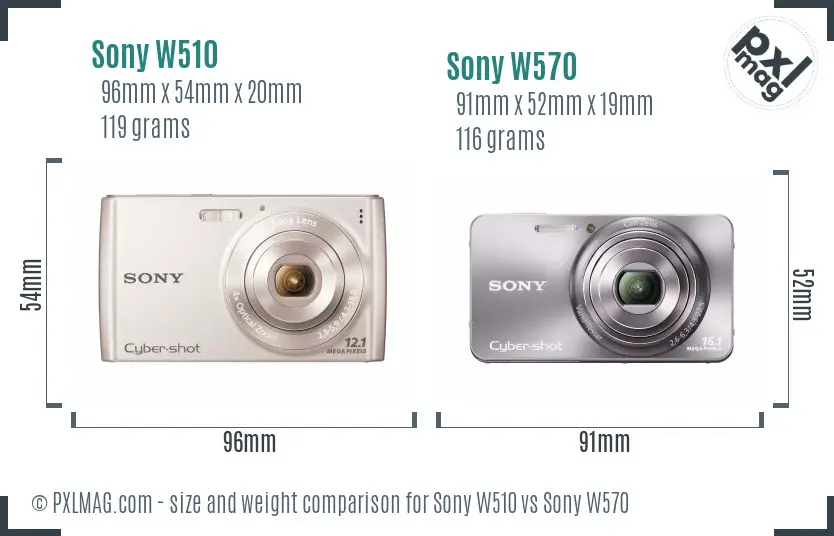Sony W510 vs Sony W570 size comparison