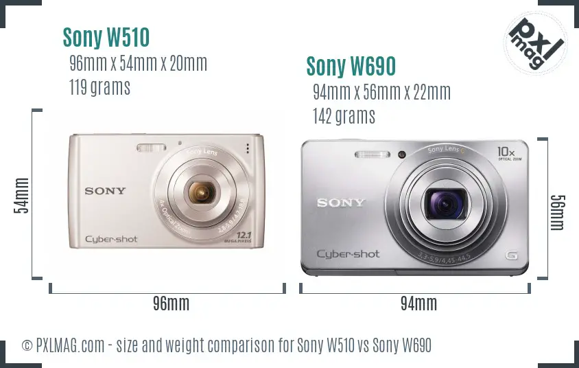 Sony W510 vs Sony W690 size comparison