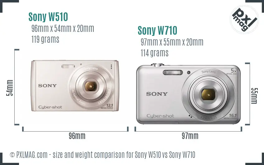 Sony W510 vs Sony W710 size comparison